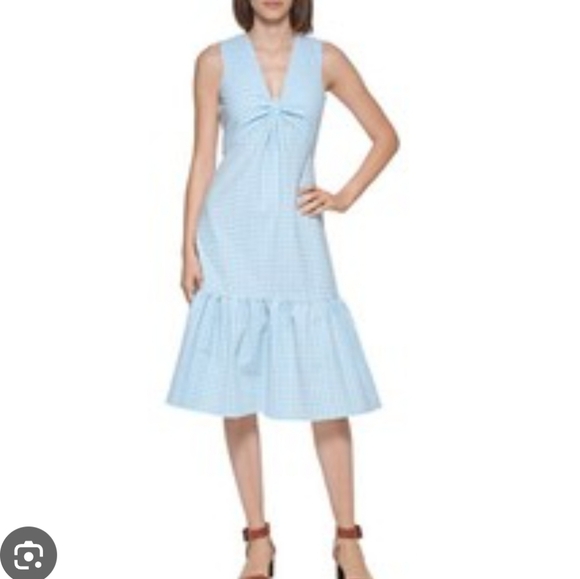 Calvin KLEIN women's Gauze Knot Front Midi Dress In Seaspray New Size 14 - Picture 1 of 8